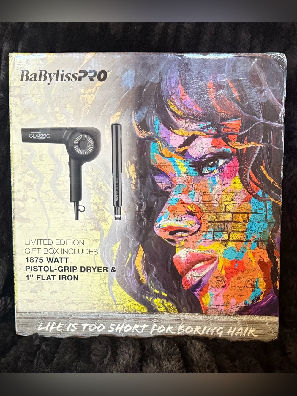 BaBylissPRO Classic Dryer & Porcelain Ceramic 1" Flat Iron Limited Edition-BLACK